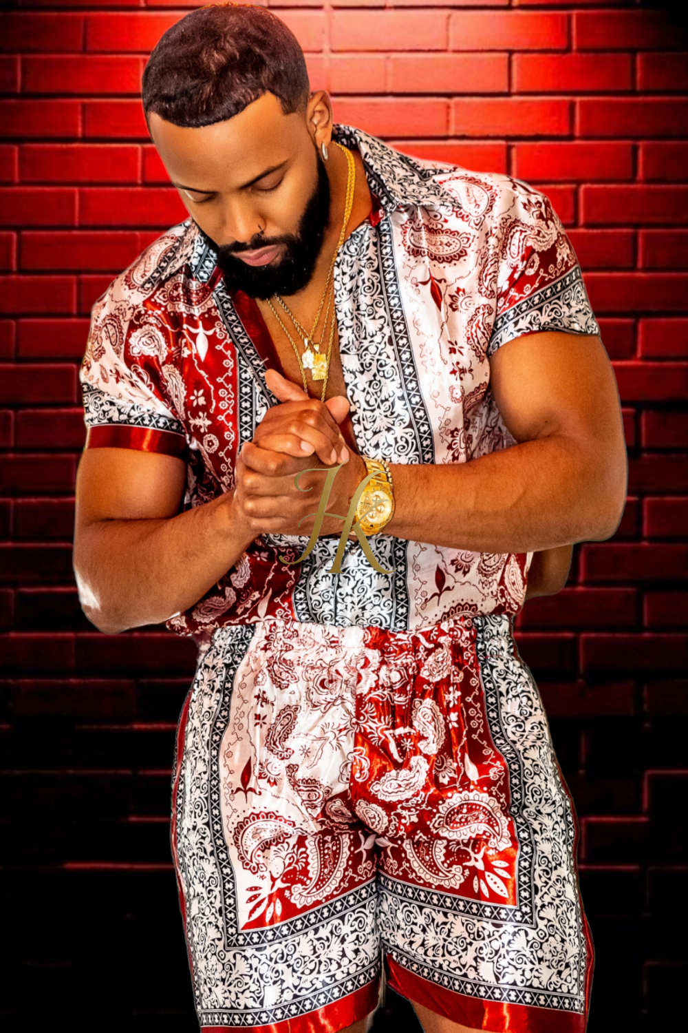 Summer Mens Luxury Silk Dress Set Outfits