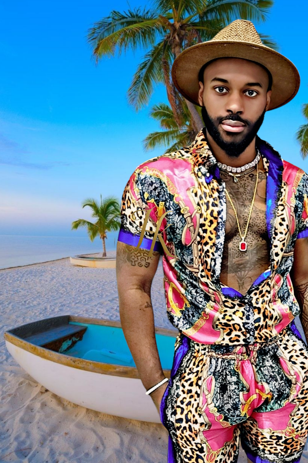 Beachwear Mens Luxury Silk Dress Set Outfits