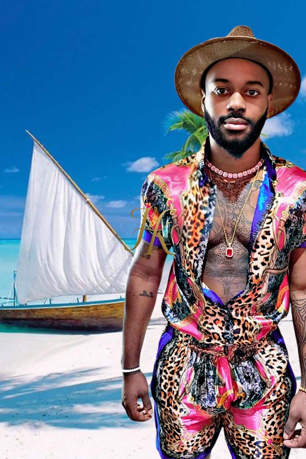 Beachwear Mens Luxury Silk Dress Set Outfits