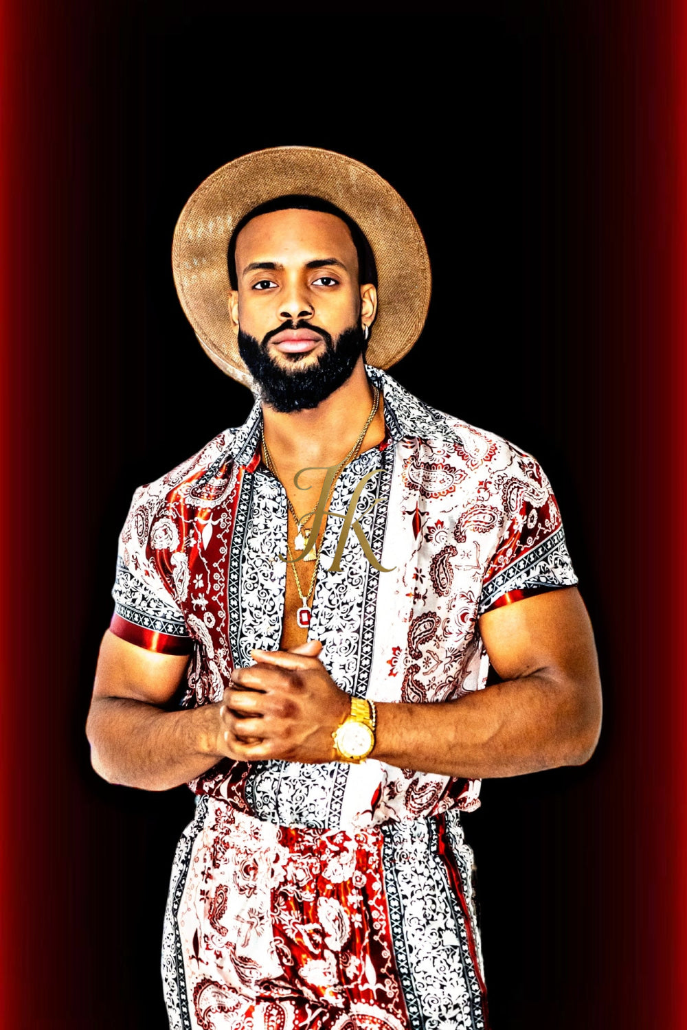 Summer Mens Luxury Silk Dress Set Outfits