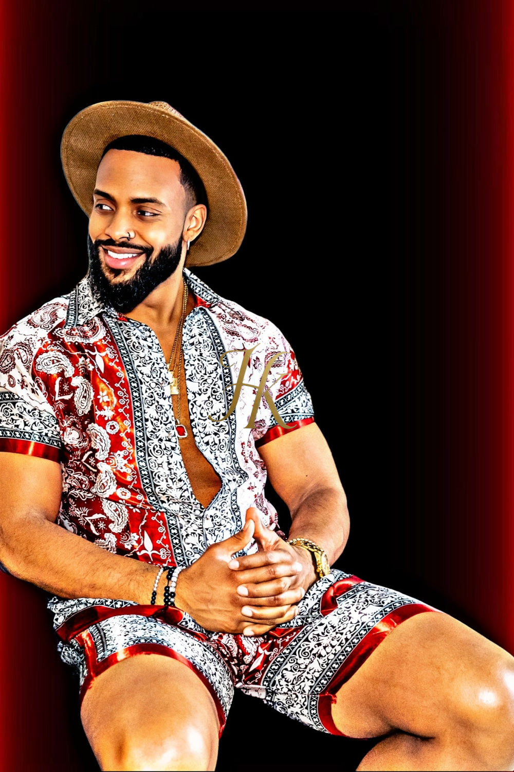 Summer Mens Luxury Silk Dress Set Outfits