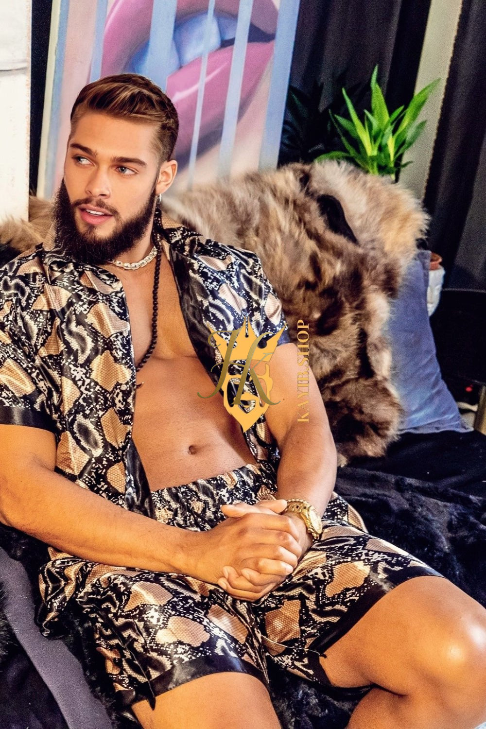 Barocco Print Handmade Men's Luxury Silk Dress Set - Elevate Your Style Game with Opulent Comfort and Durability - kayibstrore