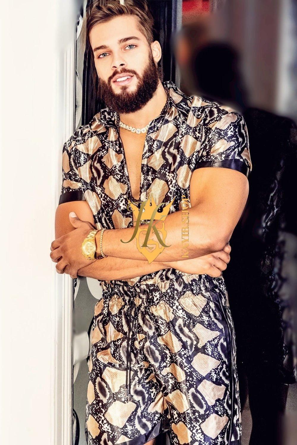 Barocco Print Handmade Men's Luxury Silk Dress Set - Elevate Your Style Game with Opulent Comfort and Durability - kayibstrore