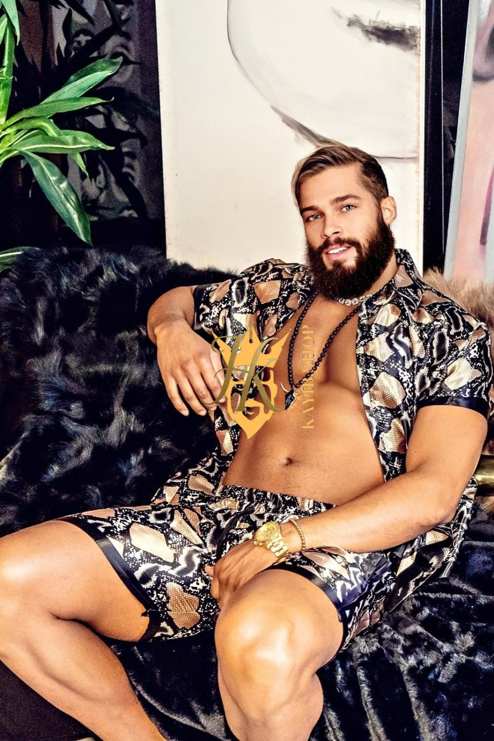 Barocco Print Handmade Men's Luxury Silk Dress Set - Elevate Your Style Game with Opulent Comfort and Durability - kayibstrore