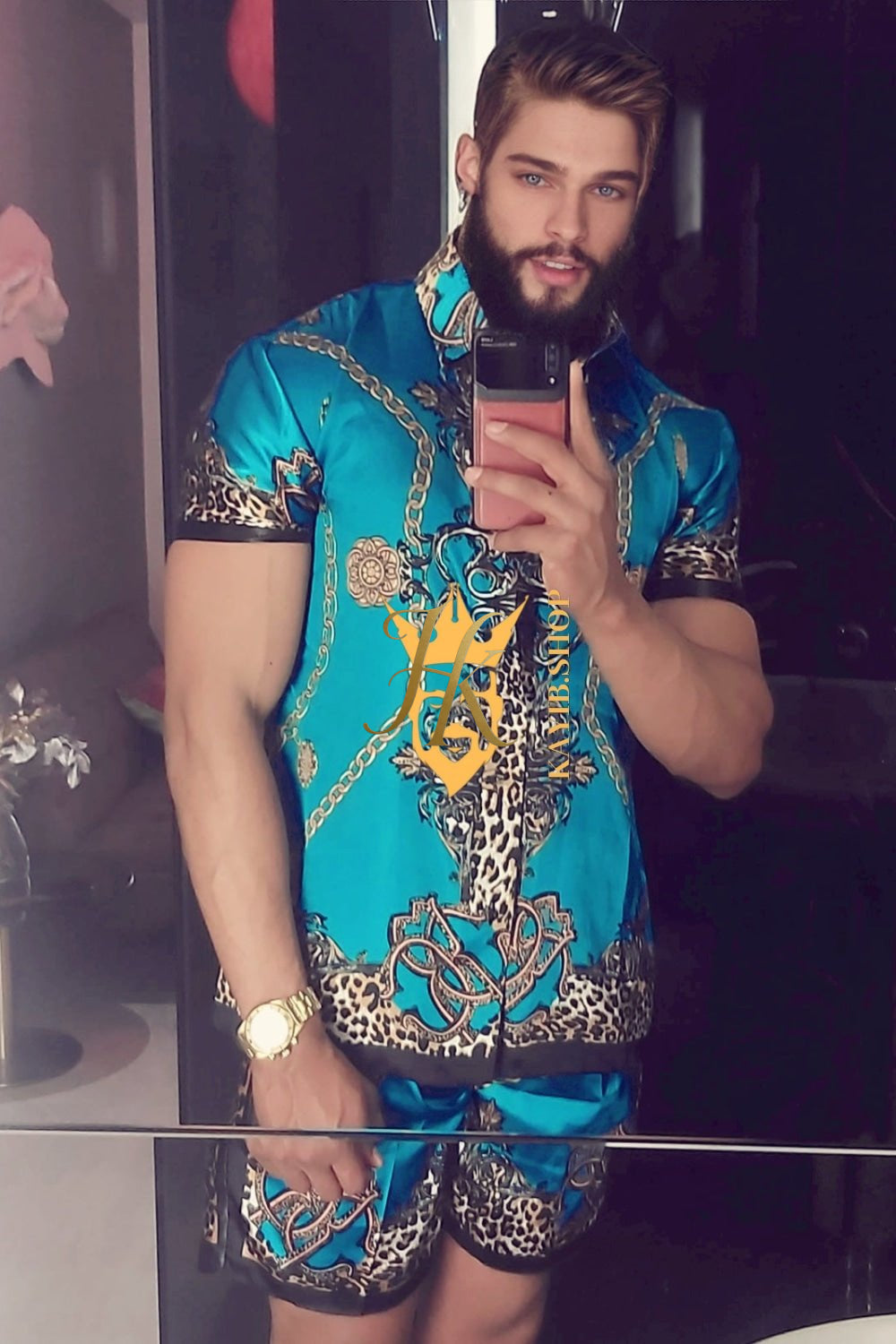 Barocco Print Set - The Ultimate Summer Silk Outfit for Men - Tailored Fit and Personalized Measurements Included - kayibstrore
