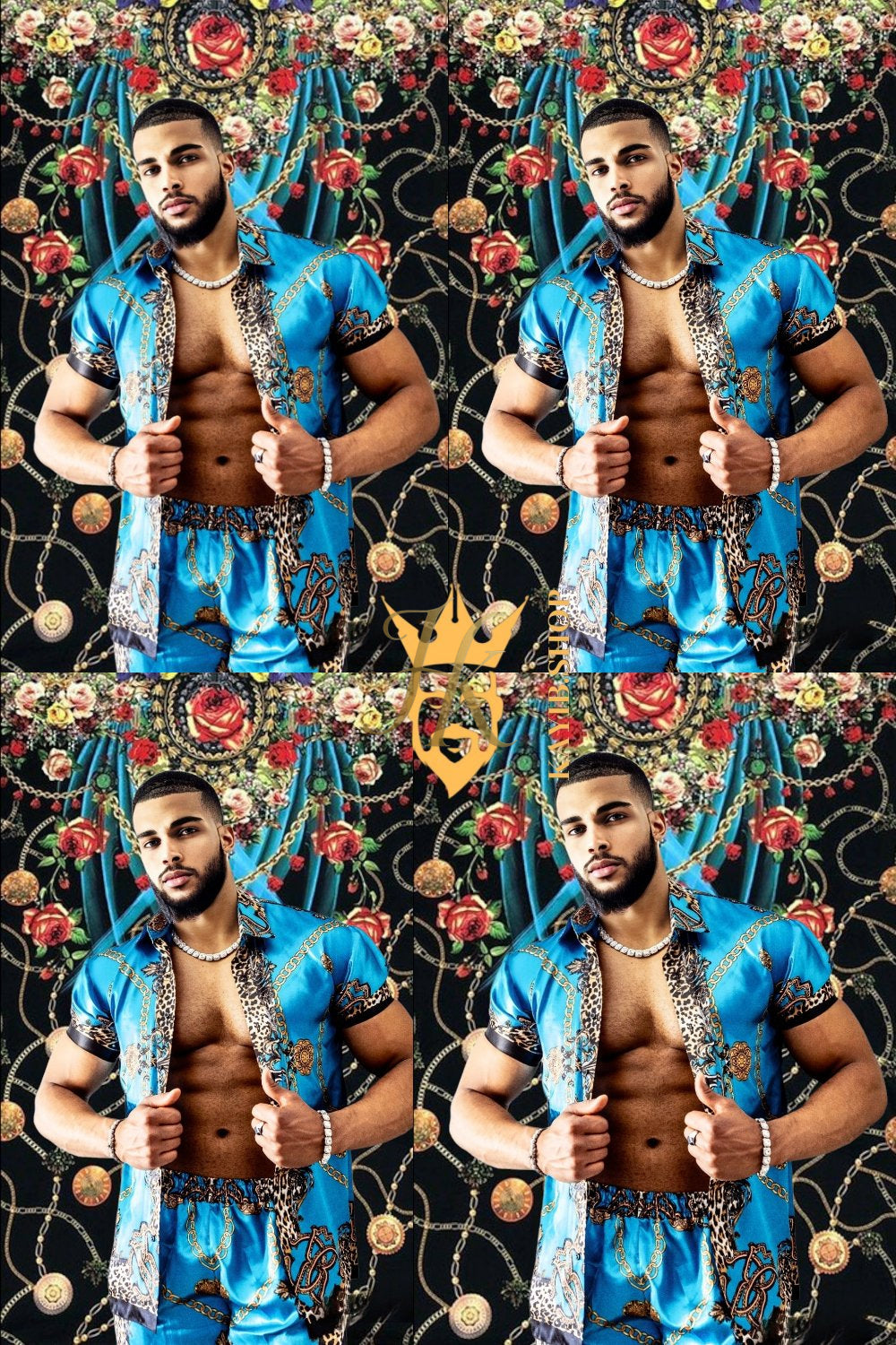 Barocco Print Set - The Ultimate Summer Silk Outfit for Men - Tailored Fit and Personalized Measurements Included - kayibstrore