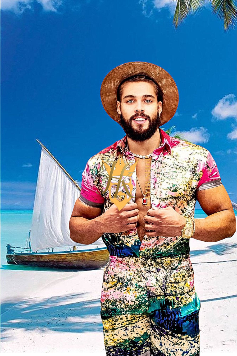 Barocco Print Silk 2-Piece Set - Elevate Your Beach Look with Iconic Style and Comfort. - kayibstrore