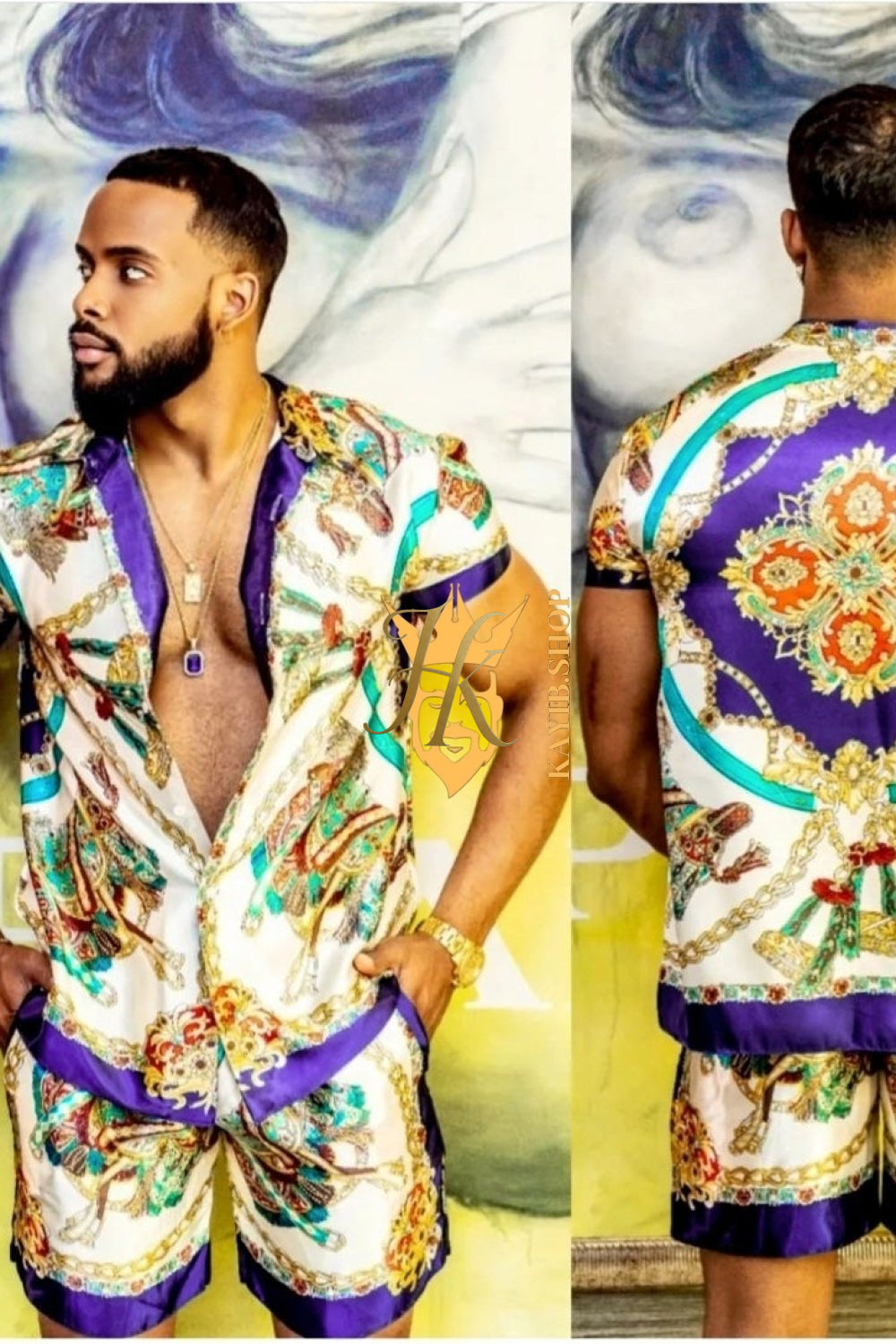 Barocco Print Silk Clothes Set - Elevate Your Fashion Game with Unique Motifs - Personalized Fit for Ultimate Comfort - kayibstrore