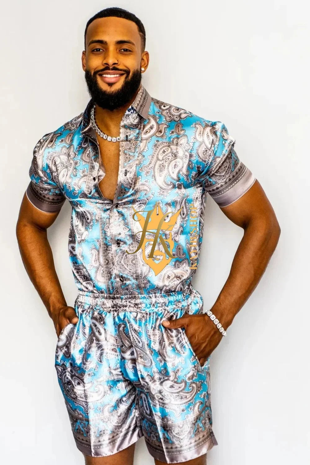 Barocco Print Silk Set - Elevate Your Style with Luxurious Comfort - Personalized Fit Guaranteed - kayibstrore