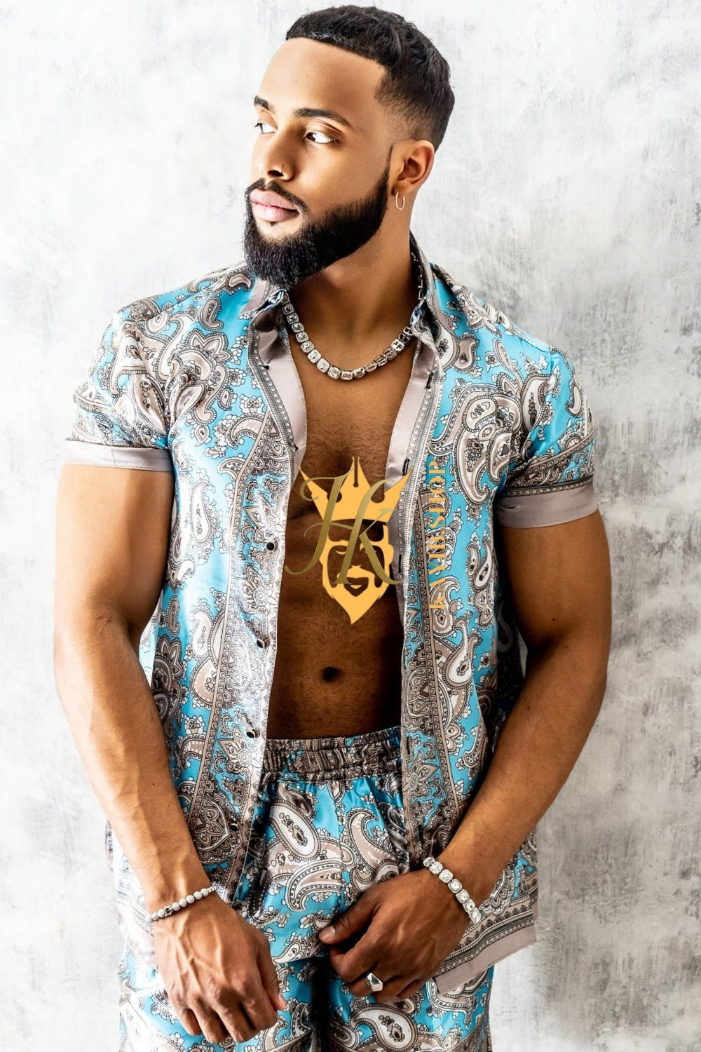 Barocco Print Silk Set - Elevate Your Style with Luxurious Comfort - Personalized Fit Guaranteed - kayibstrore