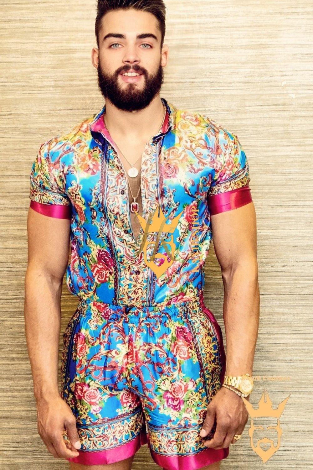 Barocco Print Silk Set - Elevate Your Summer Style with Luxurious Comfort and Personalized Fit - kayibstrore