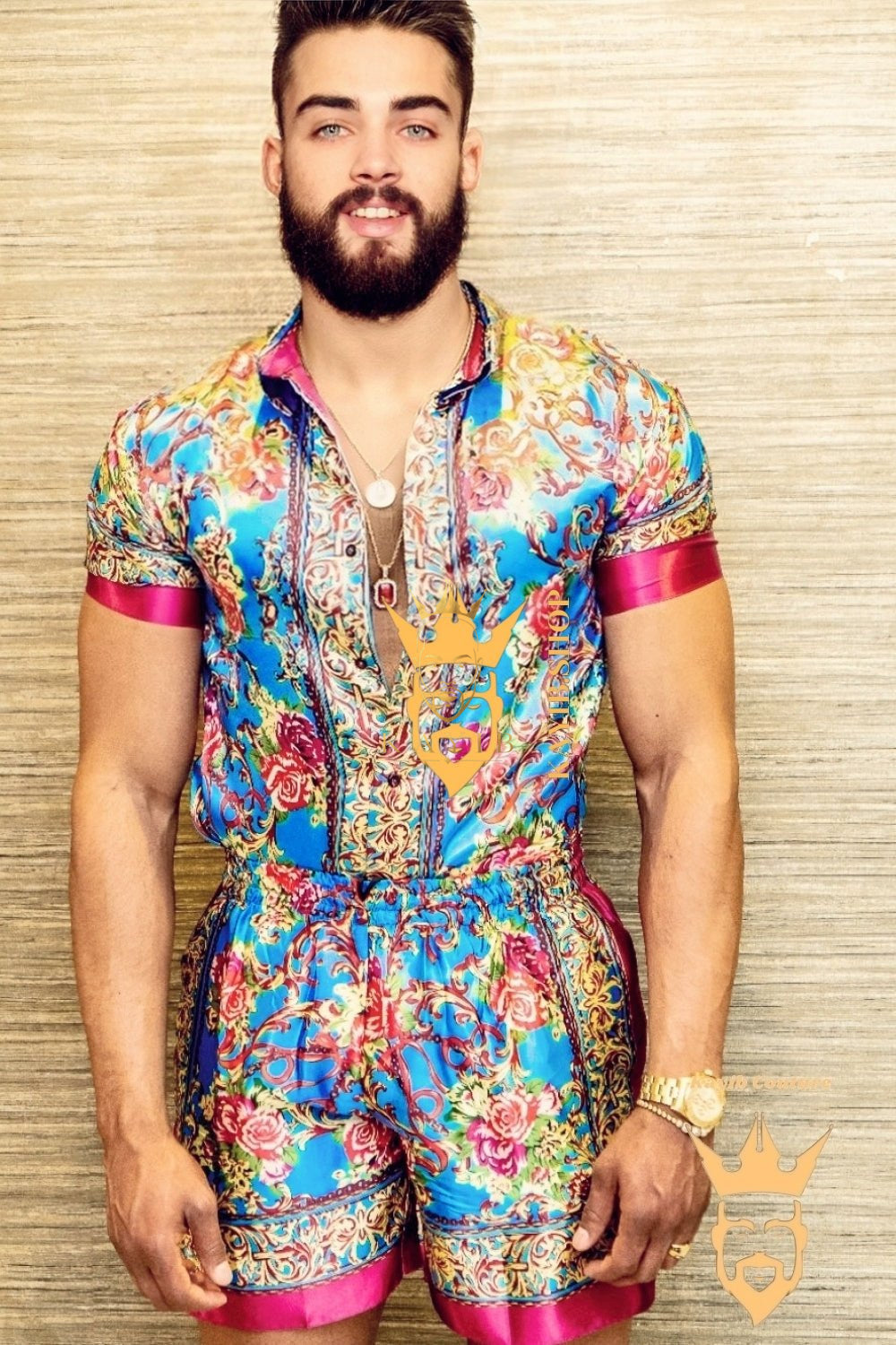 Barocco Print Silk Set - Elevate Your Summer Style with Luxurious Comfort and Personalized Fit - kayibstrore
