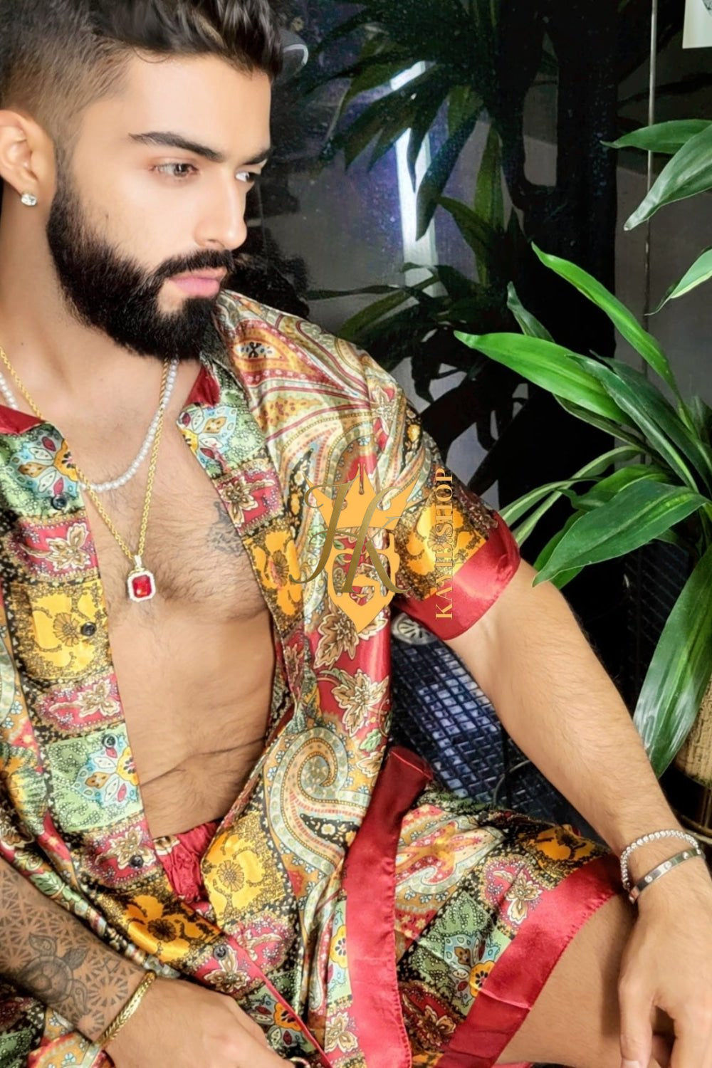 Barocco Print Silk Set - Unmatched Comfort and Style for Your Ultimate Beach Day - kayibstrore