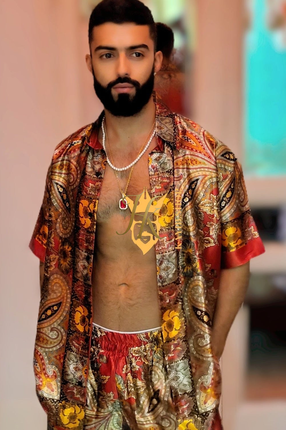 Barocco Print Silk Set - Unmatched Comfort and Style for Your Ultimate Beach Day - kayibstrore