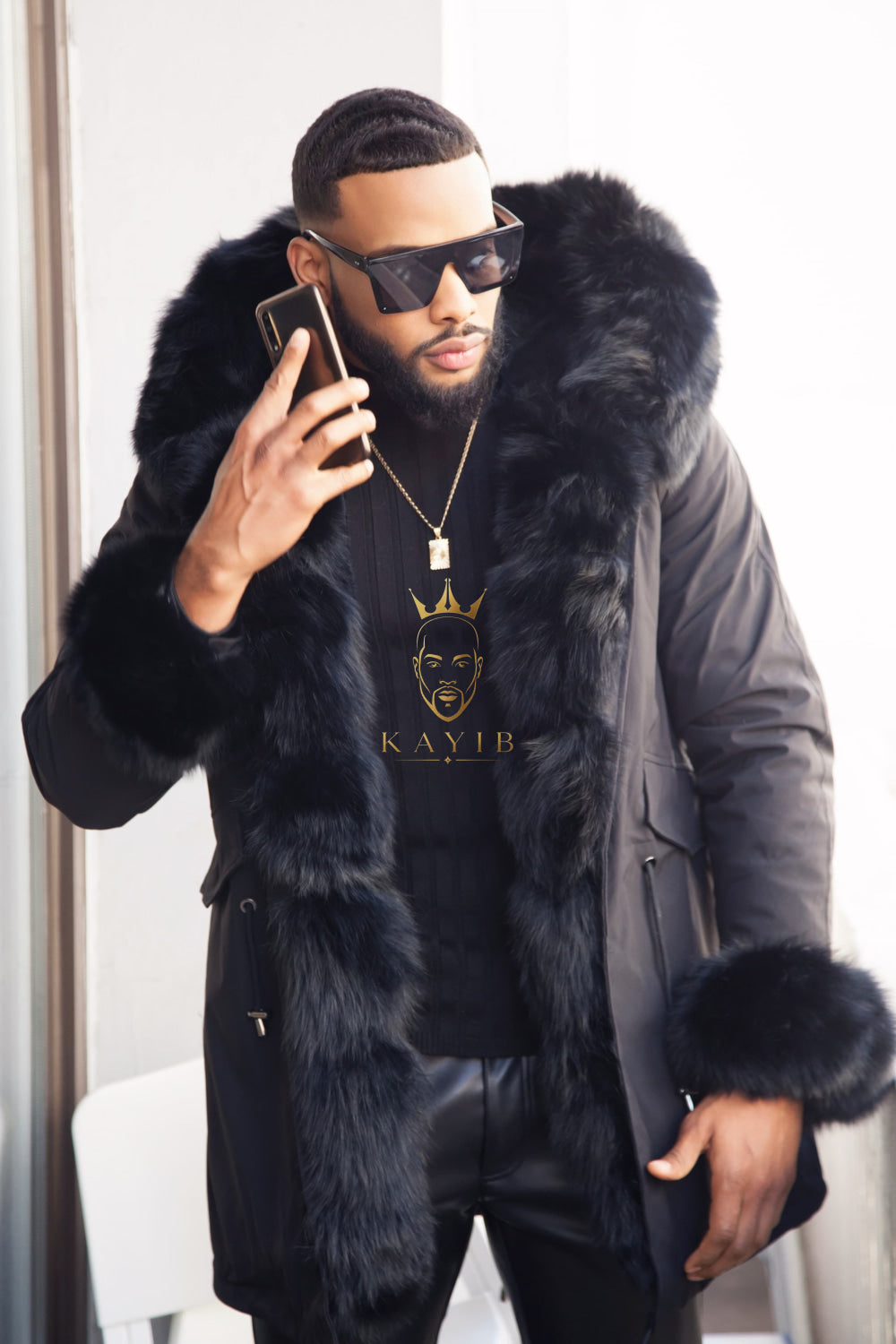 Premium Men's Fur Parka - Versatile, Handmade, and Waterproof