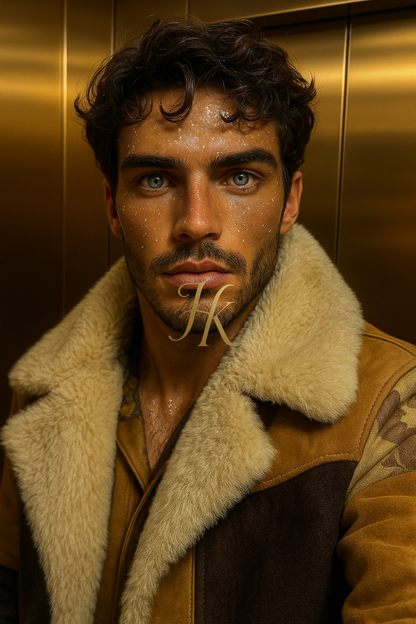 Men’s Luxury Faux Fox Fur Coat – Thick Warm European Winter Jacket with Fur Collar