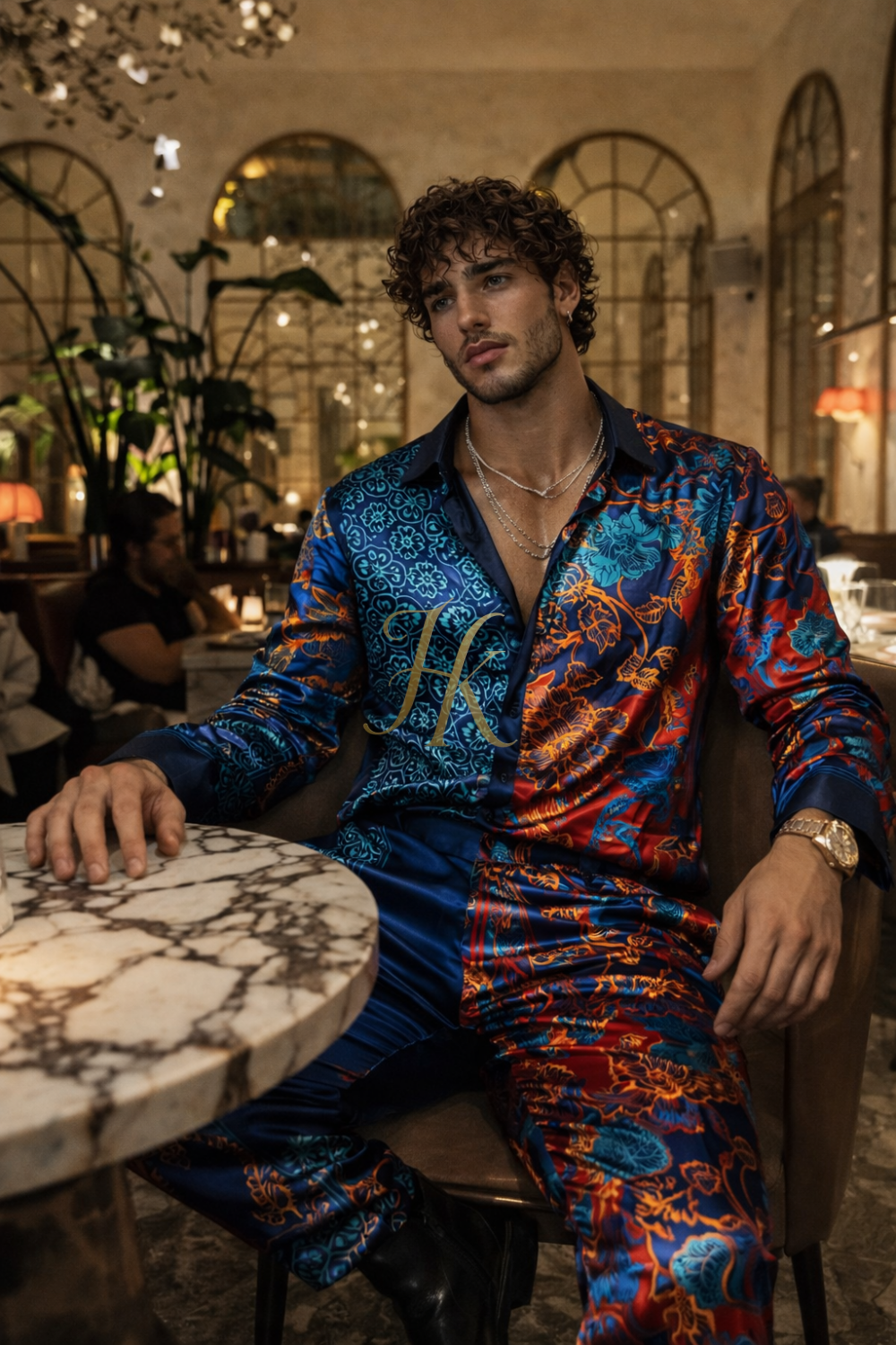 Silk Outfit – Luxury Shirt with Wide-Leg Pants - kayibstrore