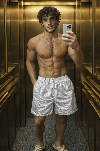 Summer men’s swim shorts with a modern tailored fit. Quick-dry fabric