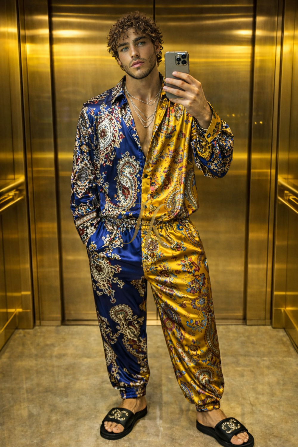 Limited Edition Luxury Satin Silk Set – Shirt & Wide-Leg Trousers - kayibstrore