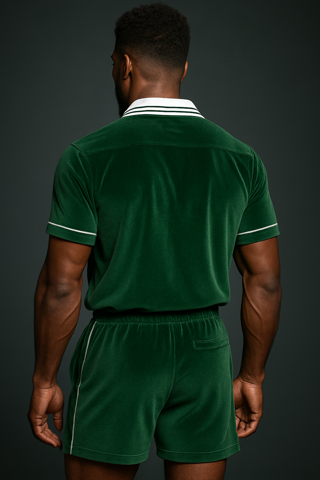 Men’s Velvet Shirt & Shorts Set with Turn-Down Collar