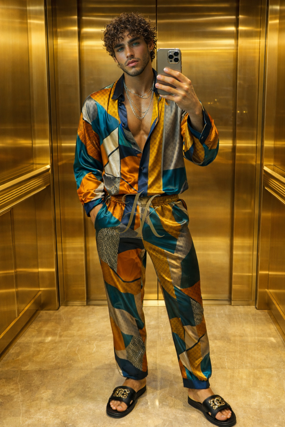 Premium Eclipse Silk Set – Men’s Luxury Statement Shirt & Pants (Copy)