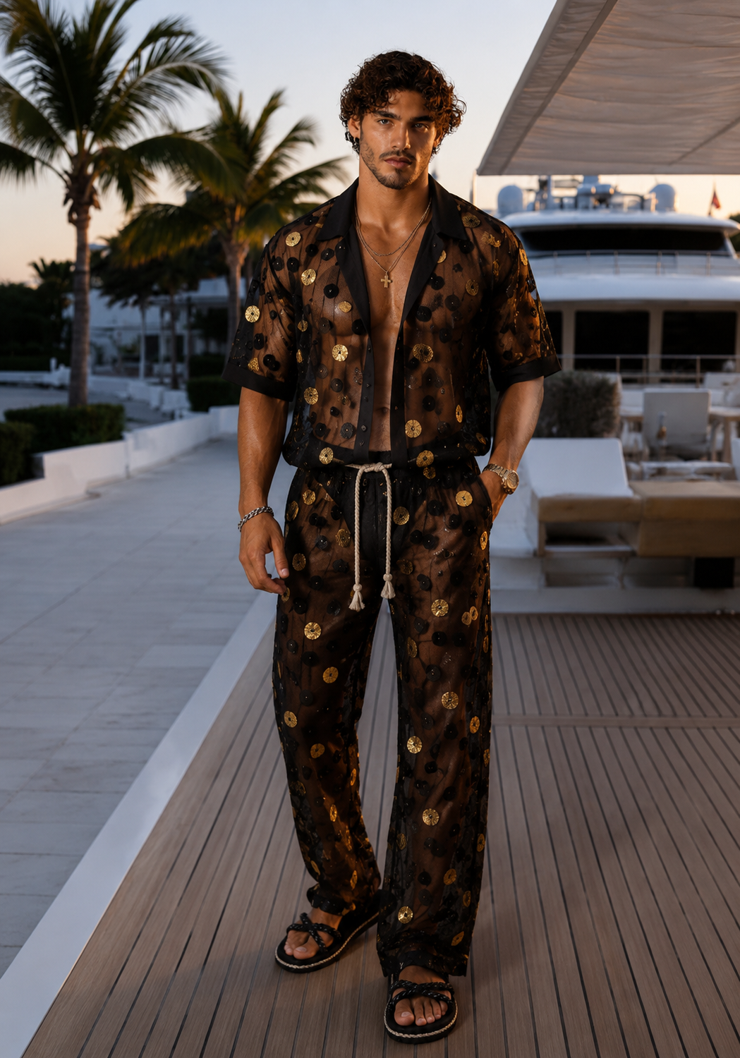 KAYIB Black Gold Sheer Set