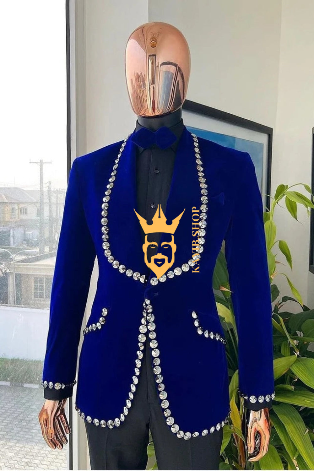 Handmade Custom velvet blazer set 2 pieces Men's Suit with Sheer Velvet Lapel - Elevate Formal Style