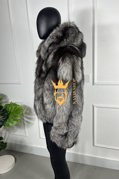 Luxury Handmade Premium fox fur & wool Real Fur Coats with Rex Rabbit Fur - kayibstrore