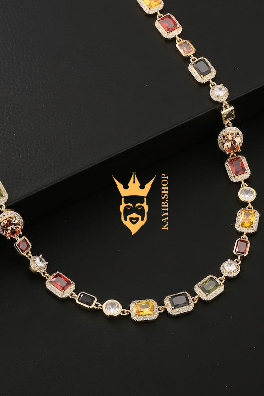 2PCS Iced Out Necklace & Bracelet Set - 10MM Colorful Zirconia Chain with Real Gold Plating, Hip Hop Jewelry for Men & Women - Perfect for Father's Day, Wedding, Anniversary, and Birthday Gifts