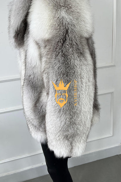 Luxury Handmade Premium fox fur & wool Real Fur Coats with Rex Rabbit Fur