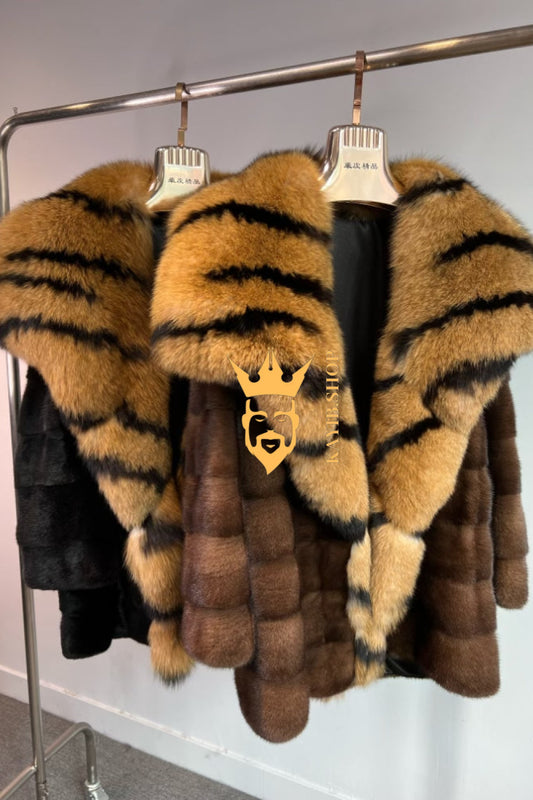 Luxury Handmade Premium fox fur & wool Real Fur Coats with Rex Rabbit Fur - kayibstrore