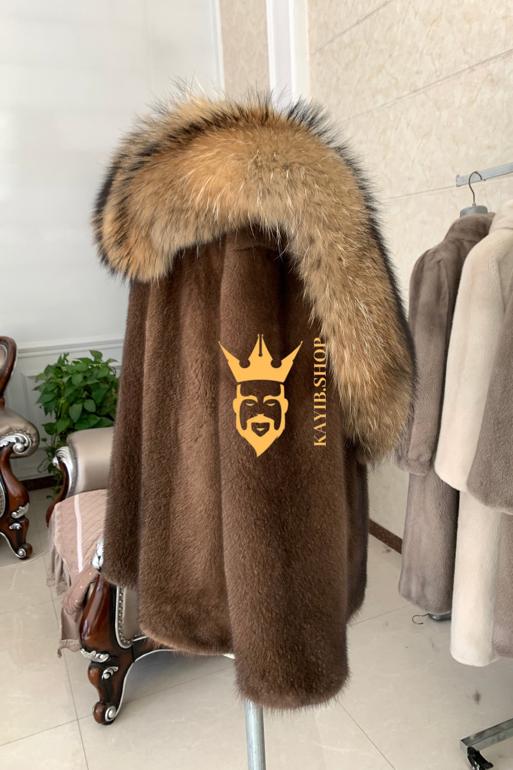 Luxury Handmade Premium fox fur & wool Real Fur Coats with Rex Rabbit Fur