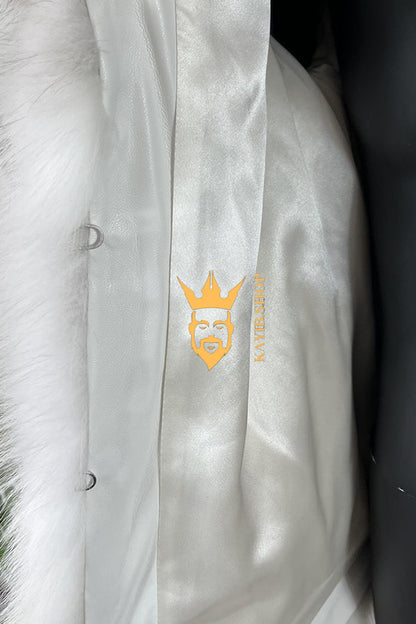 Luxury Handmade Premium fox fur & wool Real Fur Coats with Rex Rabbit Fur