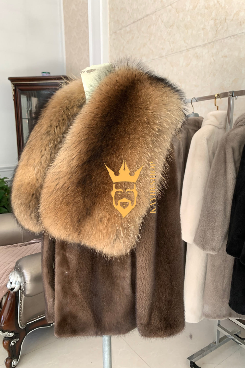 Luxury Handmade Premium fox fur & wool Real Fur Coats with Rex Rabbit Fur