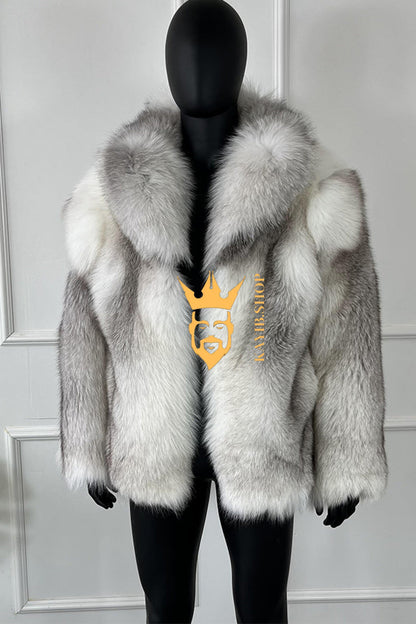 Luxury Handmade Premium fox fur & wool Real Fur Coats with Rex Rabbit Fur