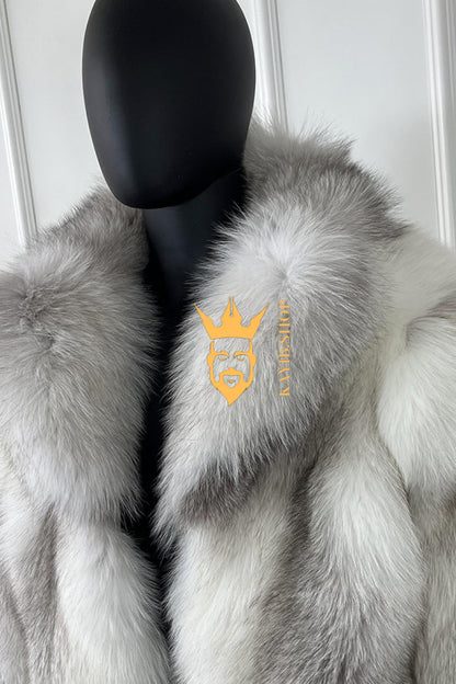 Luxury Handmade Premium fox fur & wool Real Fur Coats with Rex Rabbit Fur