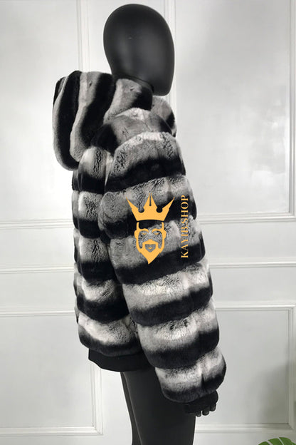 Luxury Handmade Premium Cashmere & wool Real Fur Coats with Rex Rabbit Fur