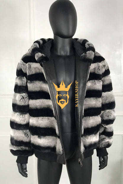 Luxury Handmade Premium Cashmere & wool Real Fur Coats with Rex Rabbit Fur