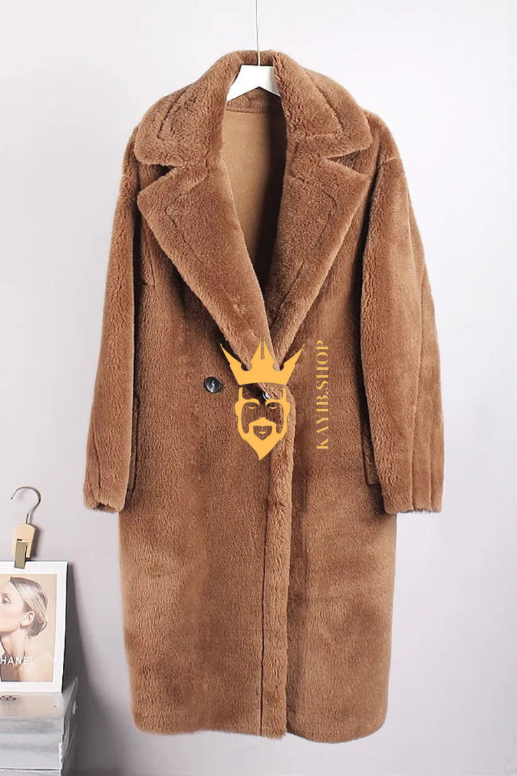 Luxury Teddy genuine wool sheepskin Luxury Coat - Stay Warm and Stylish in this Ethically Produced Fur Coat couple goals - kayibstrore
