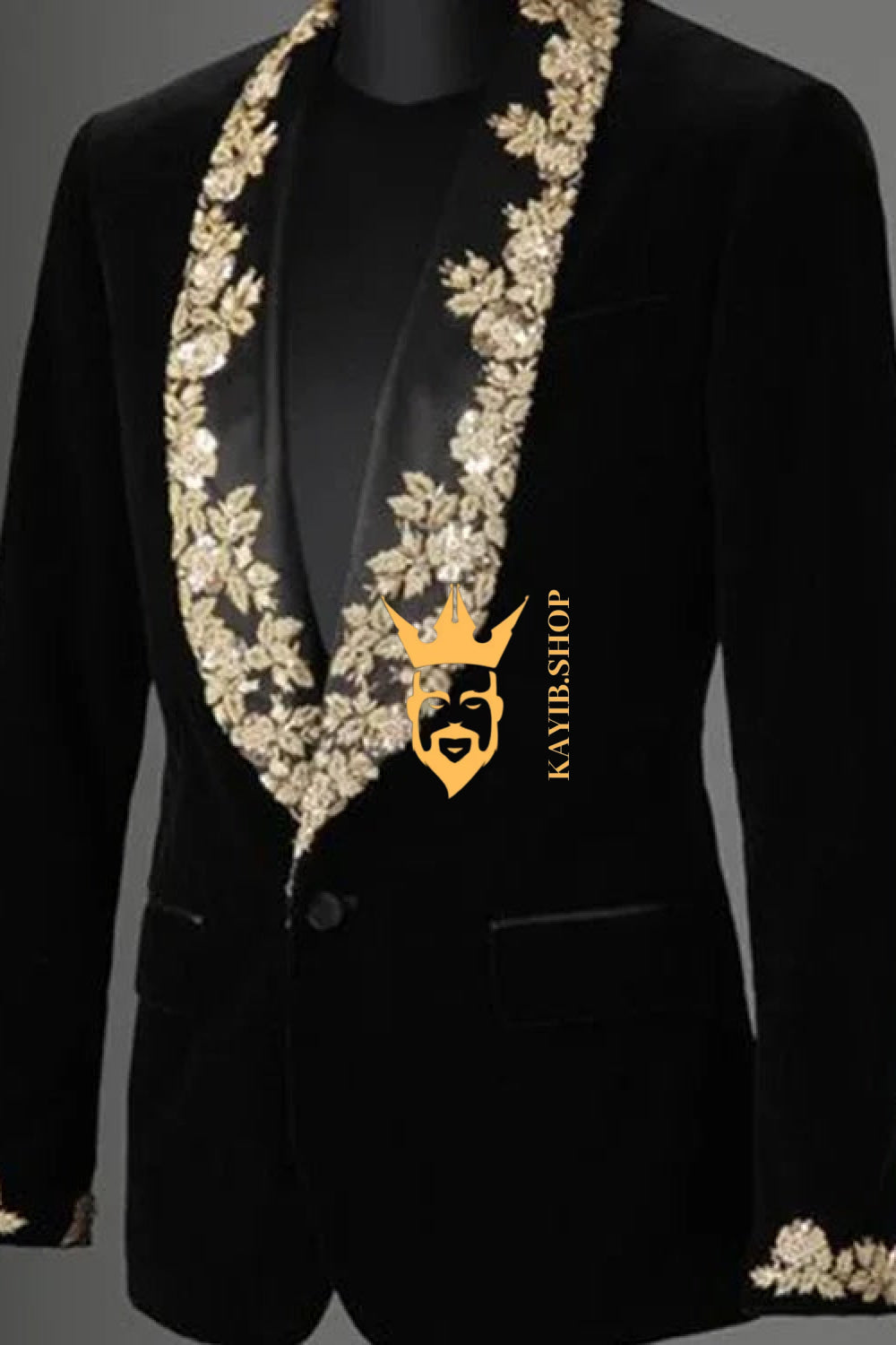 Luxury Handmade Custom velvet blazer Men's Suit with Sheer Velvet Lapel - Elevate Formal Style