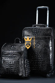 Premium Genuine Leather Crocodile Pattern Travel Luggage Set | Durable Trolley Suitcase & Handbag Backpack | Luxury First-Layer Cowhide | Spacious & Stylish - kayibstrore