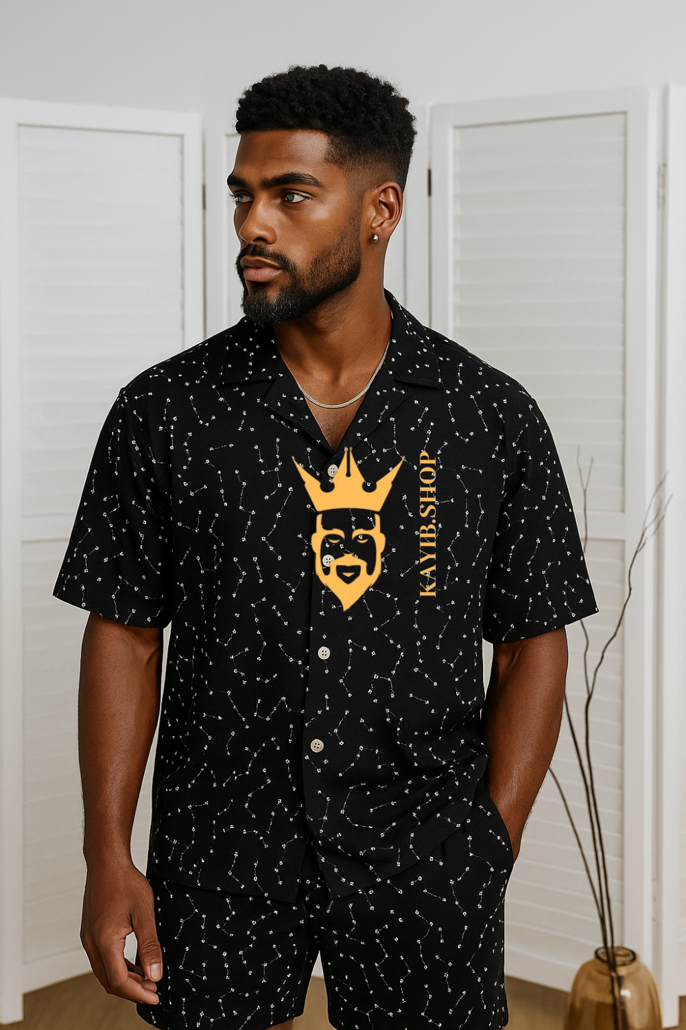 Men’s Ice Silk Shirt & Shorts Set – Trendy Loose Two-Piece Summer Outfit