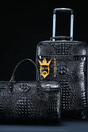 Premium Genuine Leather Crocodile Pattern Travel Luggage Set | Durable Trolley Suitcase & Handbag Backpack | Luxury First-Layer Cowhide | Spacious & Stylish - kayibstrore