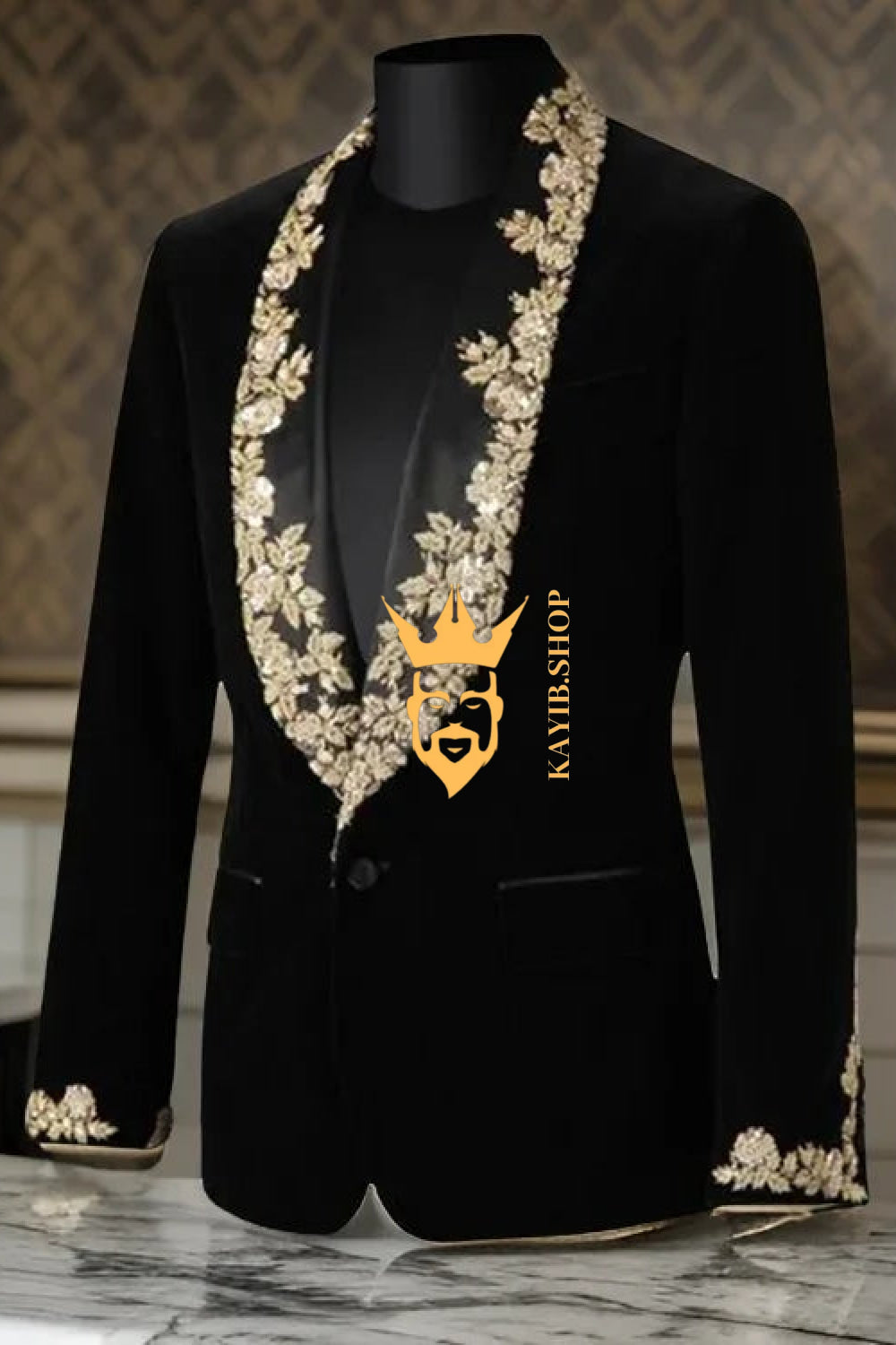 Luxury Handmade Custom velvet blazer Men's Suit with Sheer Velvet Lapel - Elevate Formal Style