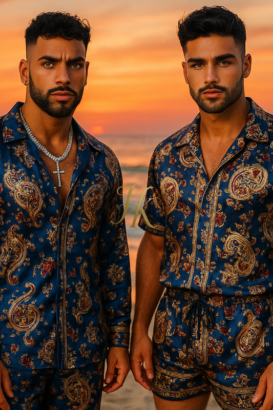 Conjunto de vestido de seda de lujo para hombre rojo
