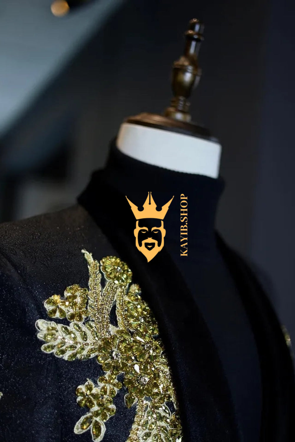 Luxurious Custom Men's Suit: Sheer Velvet Lapel 2-Piece Set with Appliques, Beads, Diamonds | Tailored Plus Size Options Available - kayibstrore
