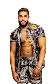 Men's Luxury silk shirt and shorts set 2 pcs - kayibstrore