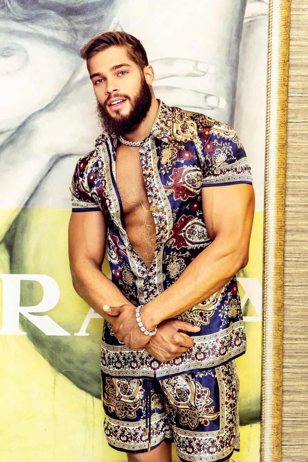 Luxury Boho Silk Shirt Set - Festival Outfit, Handmade Men's Fashion - kayibstrore