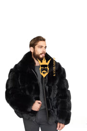 Luxury Black Fox Fur Parka for Men: Embrace Winter in Style - kayibstrore