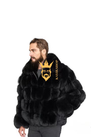 Luxury Black Fox Fur Parka for Men: Embrace Winter in Style - kayibstrore